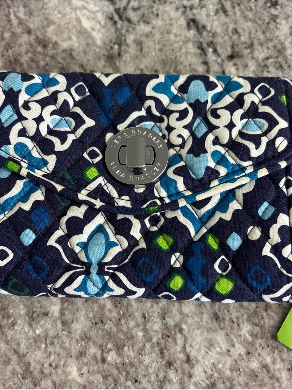 Vera Bradley Wristlet Wallet Ink Blue Turn Lock 6.25" x 4.25" Smartphone NWT